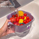 2 in 1 Cute Double Draining Fruit Basket Dishwashing Colander for Household - Purple