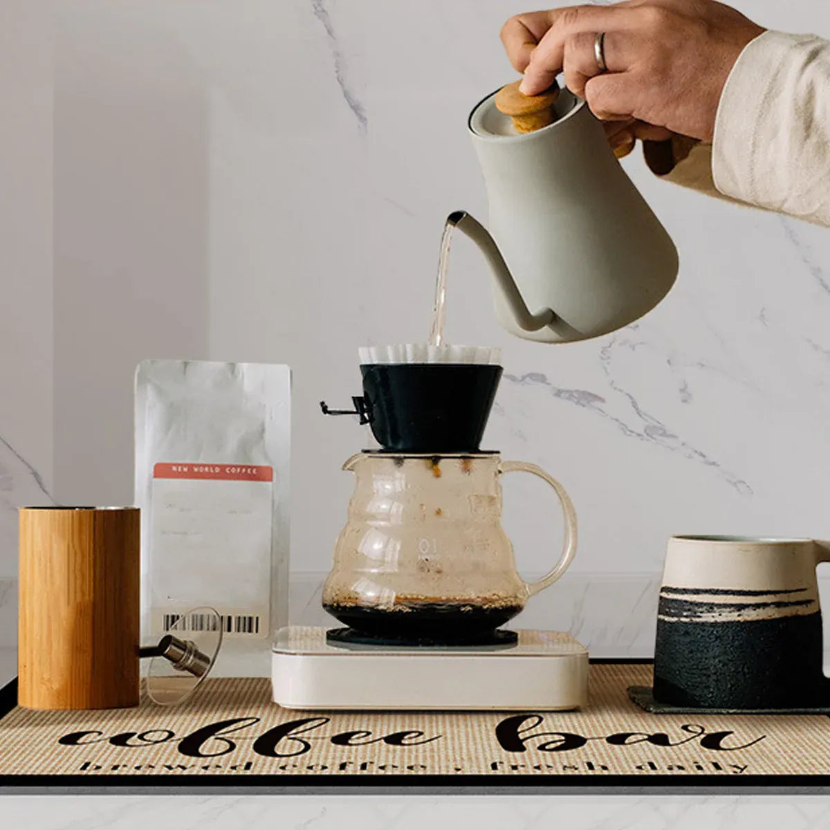 Super Draining Dish Drying Mat Quick Dry Coffee Kitchen Bathroom Tableware Pad - Coffee