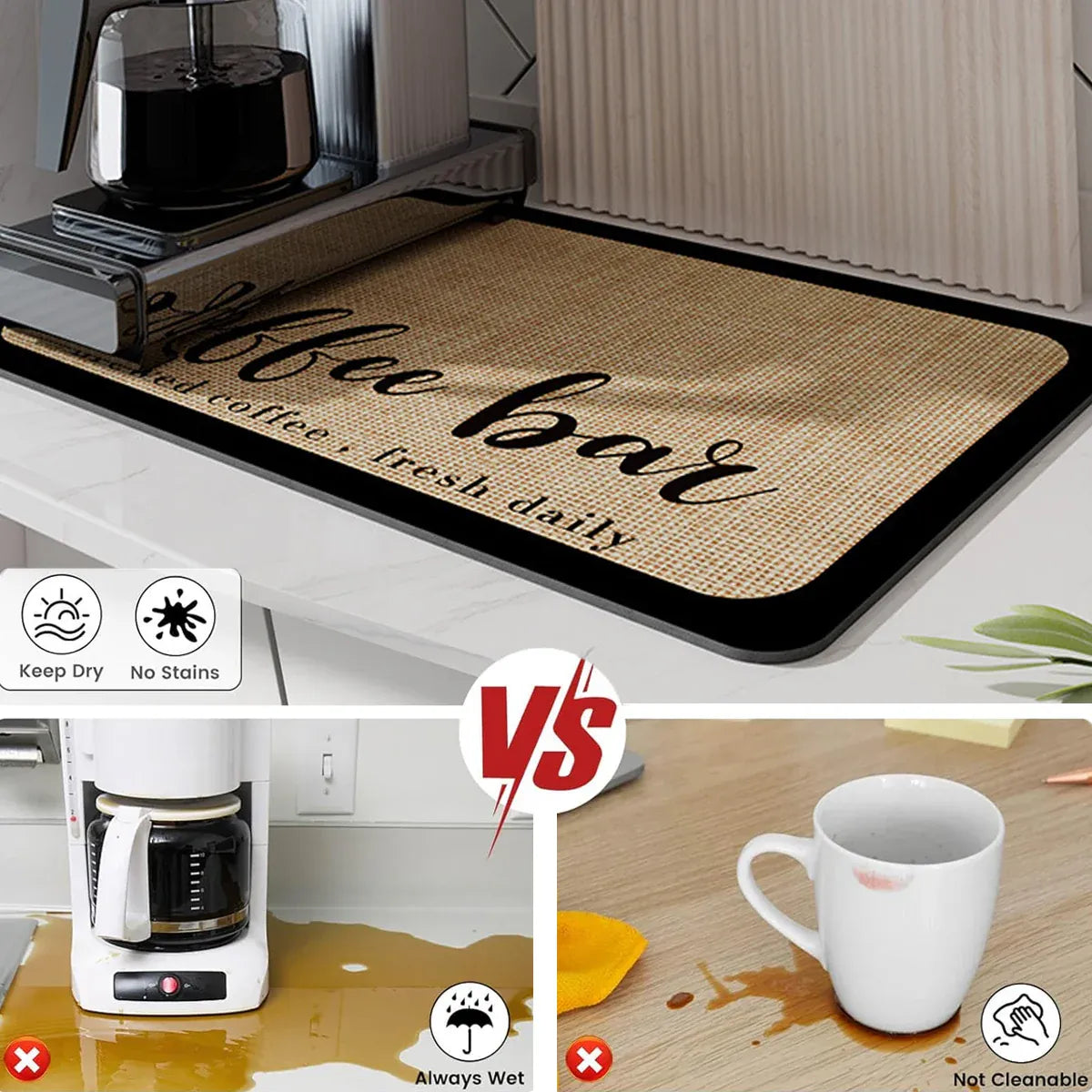 Super Draining Dish Drying Mat Quick Dry Coffee Kitchen Bathroom Tableware Pad - Coffee
