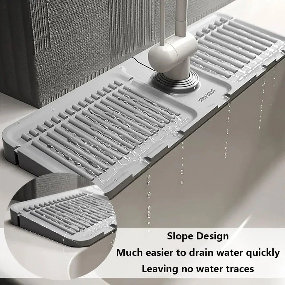 Faucet Draining Pad Narrow Sink Splash Guard Mat for Washbasin Water Catcher - Green