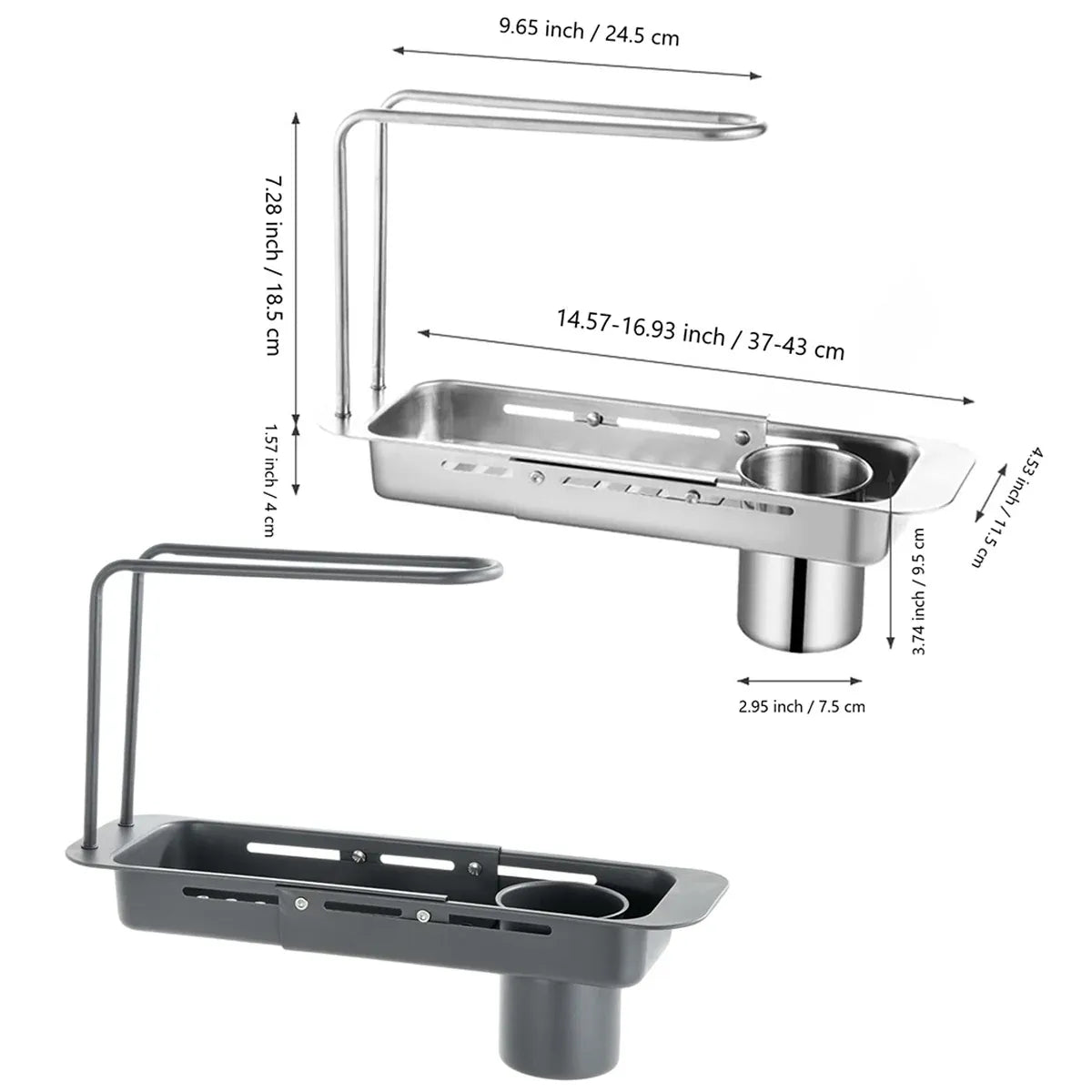Retractable Kitchen Sink Draining Rack Water Filter Basket Storage Shelf Home - Silver
