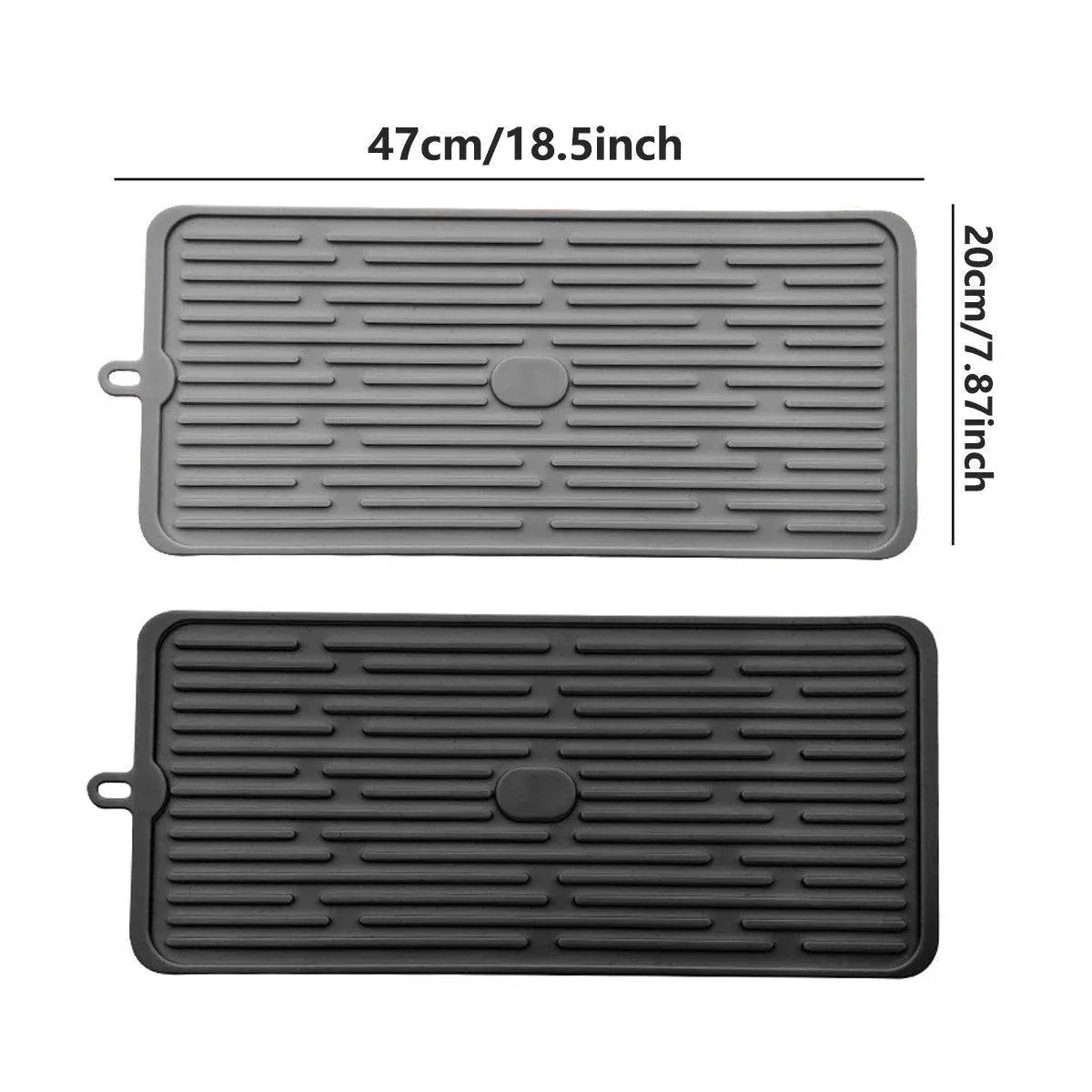 Silicone Drainage Mat Sink Strainer Mat Non Slip Heating Mat Kitchen Drying Pad - Black