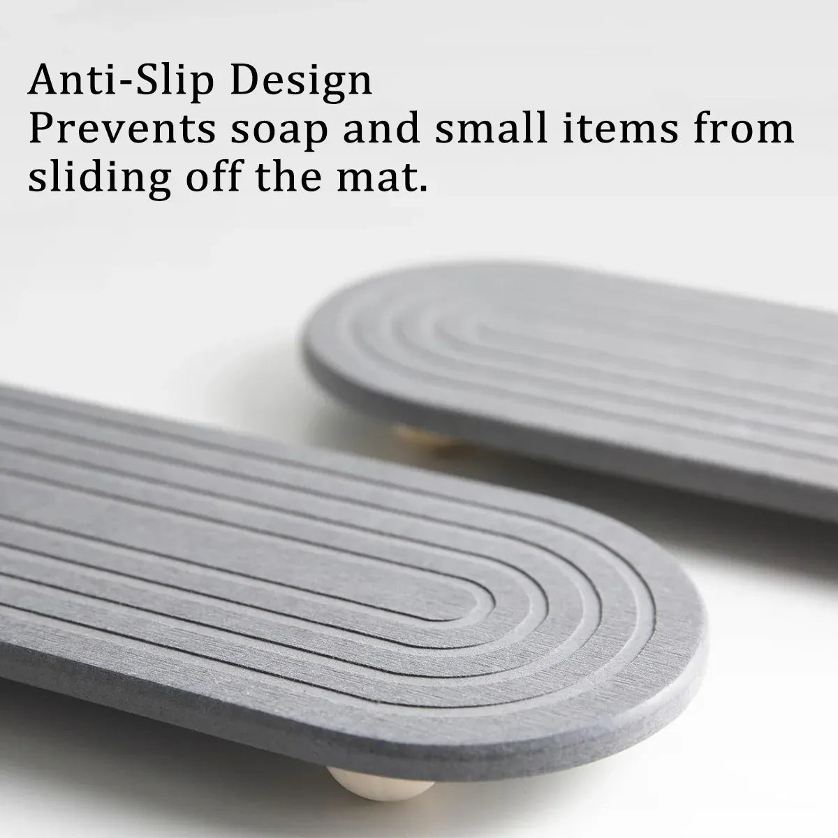 Nordic Diatomaceous Earth Tray Bathroom Sink Drying Mat 30x10cm - Grey