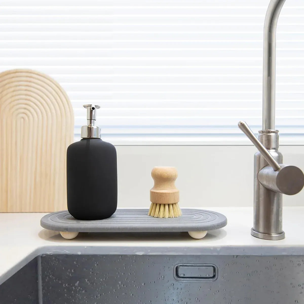 Nordic Diatomaceous Earth Tray Bathroom Sink Drying Mat 30x10cm - Grey