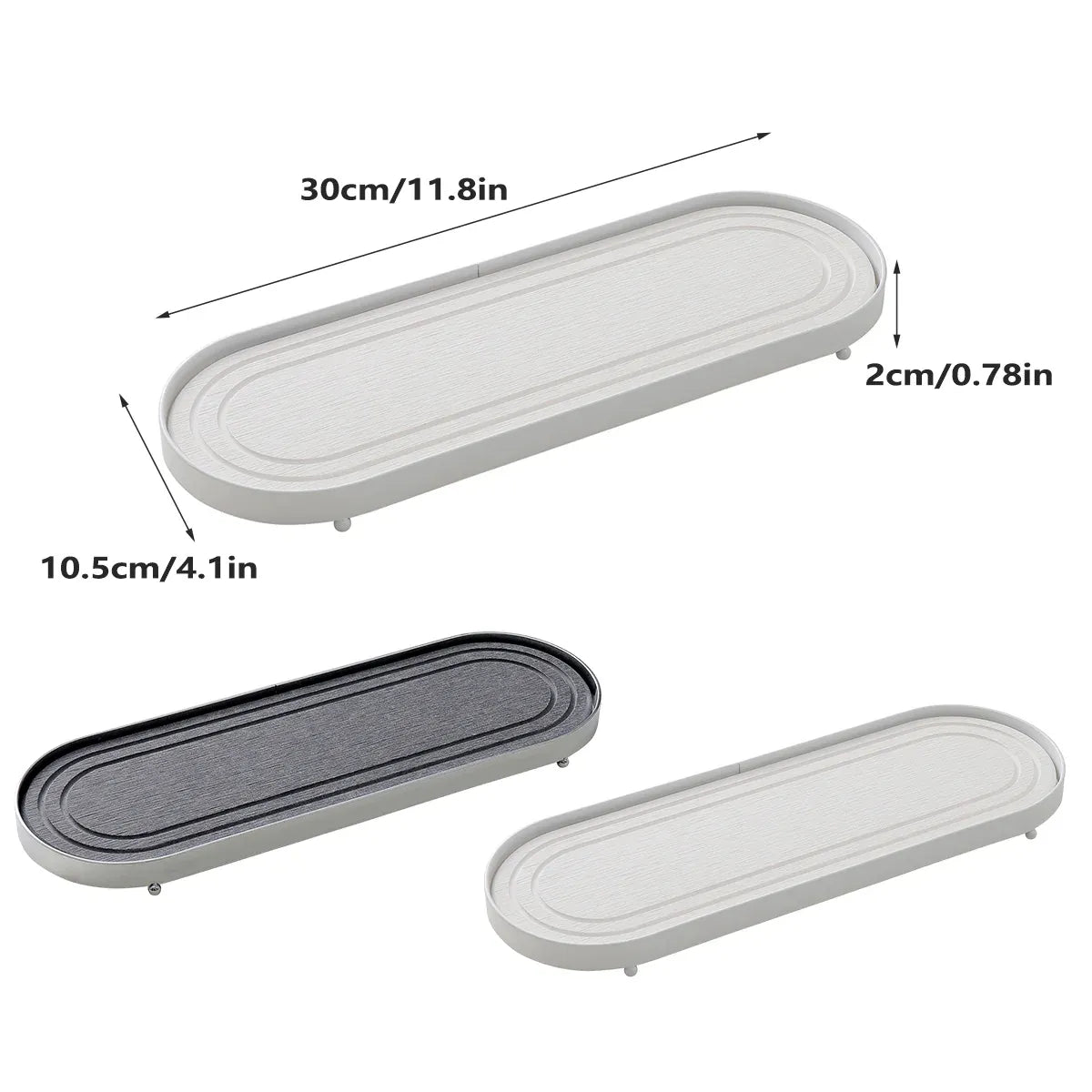 Stainless Steel Diatomite Tray Countertop Drying Mat Bathroom Kitchen Sink Organizer - Silver