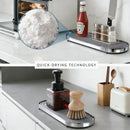 Stainless Steel Diatomite Tray Countertop Drying Mat Bathroom Kitchen Sink Organizer - Silver