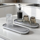 Stainless Steel Diatomite Tray Countertop Drying Mat Bathroom Kitchen Sink Organizer - Silver
