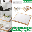 Diatomite Instant Absorbent Dry Mat With Bamboo Frame Bathroom Kitchen Dry Pad