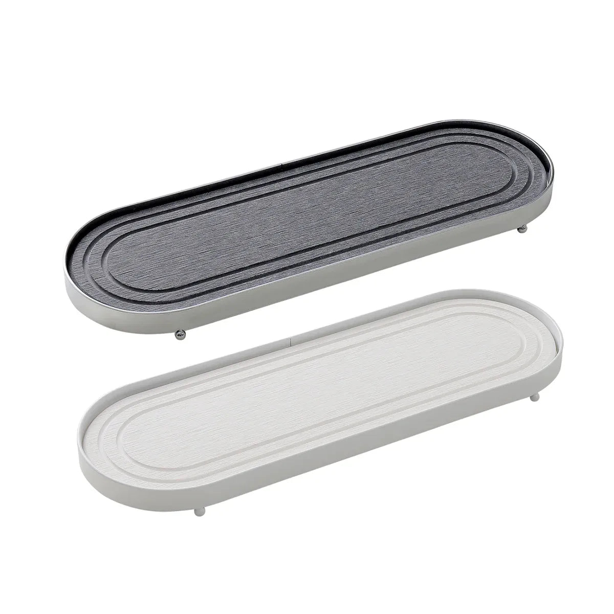 Stainless Steel Diatomite Tray Countertop Drying Mat Bathroom Kitchen Sink Organizer - White