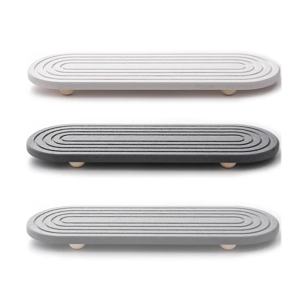 Nordic Diatomaceous Earth Tray Bathroom Sink Drying Mat 30x10cm - White