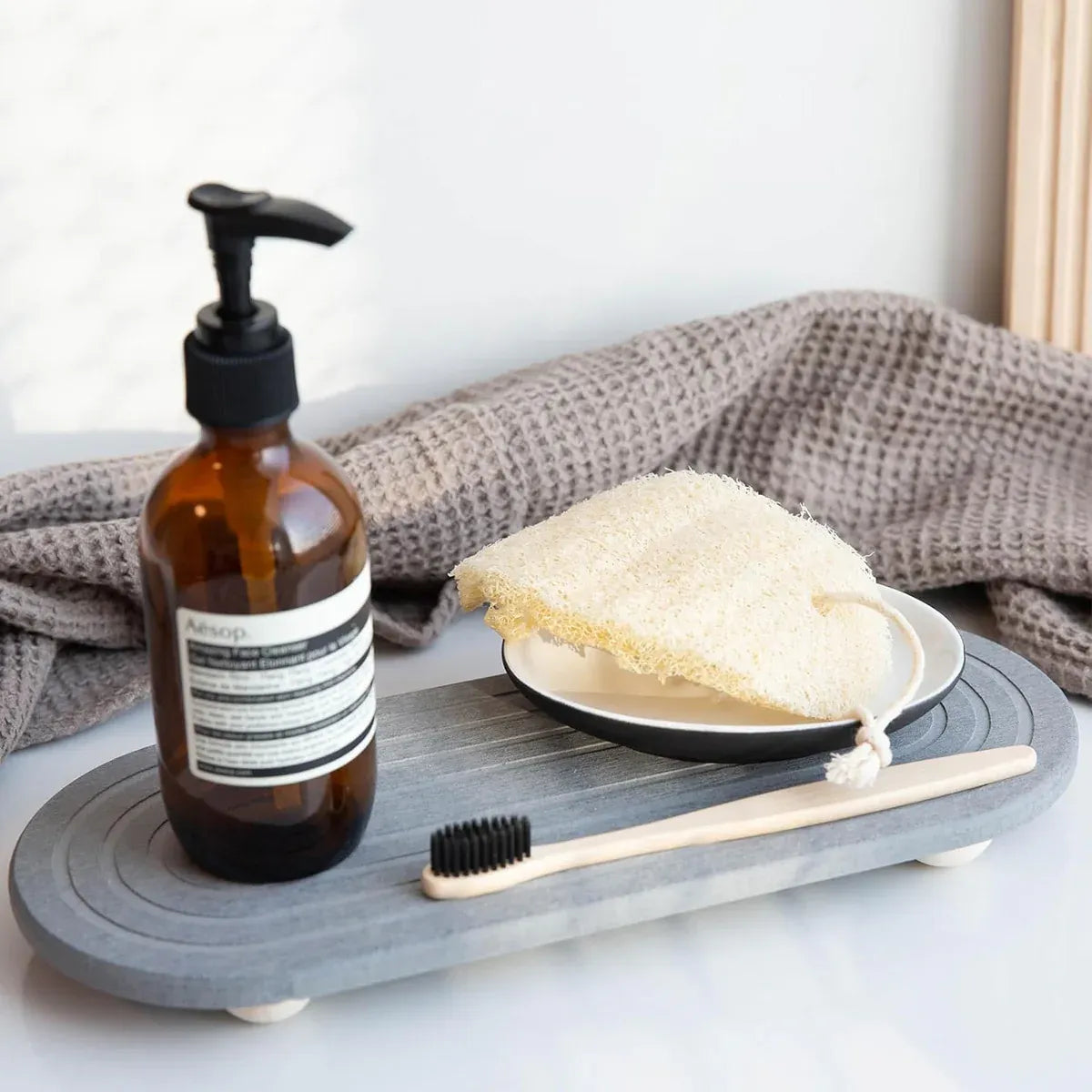 Nordic Diatomaceous Earth Tray Bathroom Sink Drying Mat 30x10cm - White