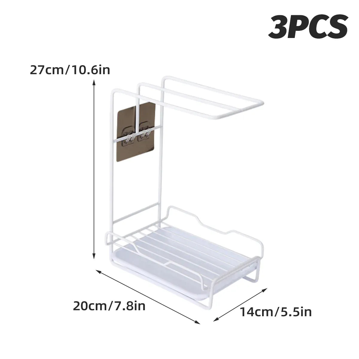 3PCS Kitchen Countertop Drain Rack Space Saving Organiser with Drainage Plate