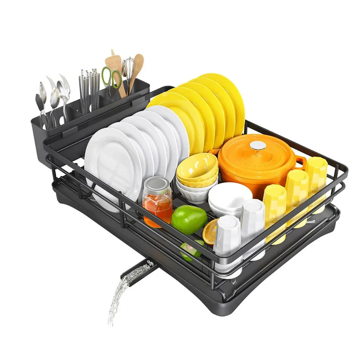 Large Capacity Kitchen Dish Drying Rack Sink Plate Bowl Tableware Storage Shelf