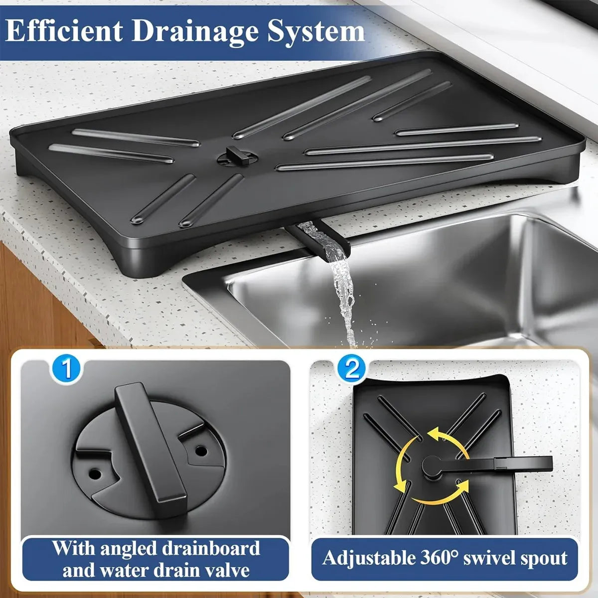 Large Capacity Kitchen Dish Drying Rack Sink Plate Bowl Tableware Storage Shelf