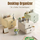 Multifunctional Desktop Organizer Storage Drawer Box for Office and Study Desks - Beige