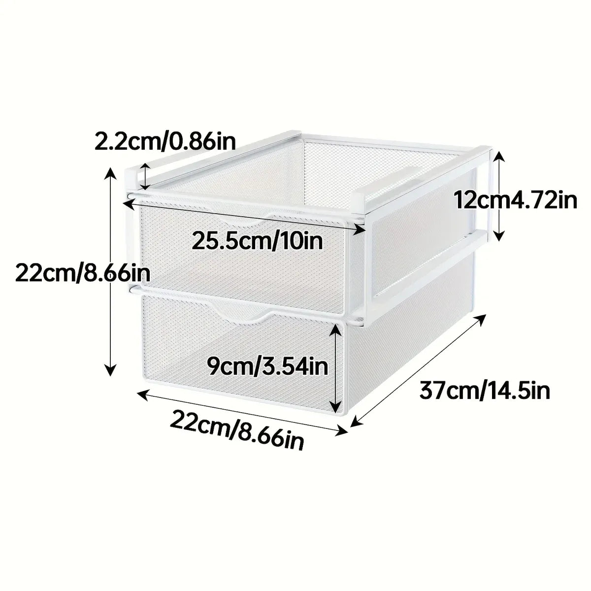 Under Mounted Storage Drawer with Double Layer Pull Out Basket Space Organizer