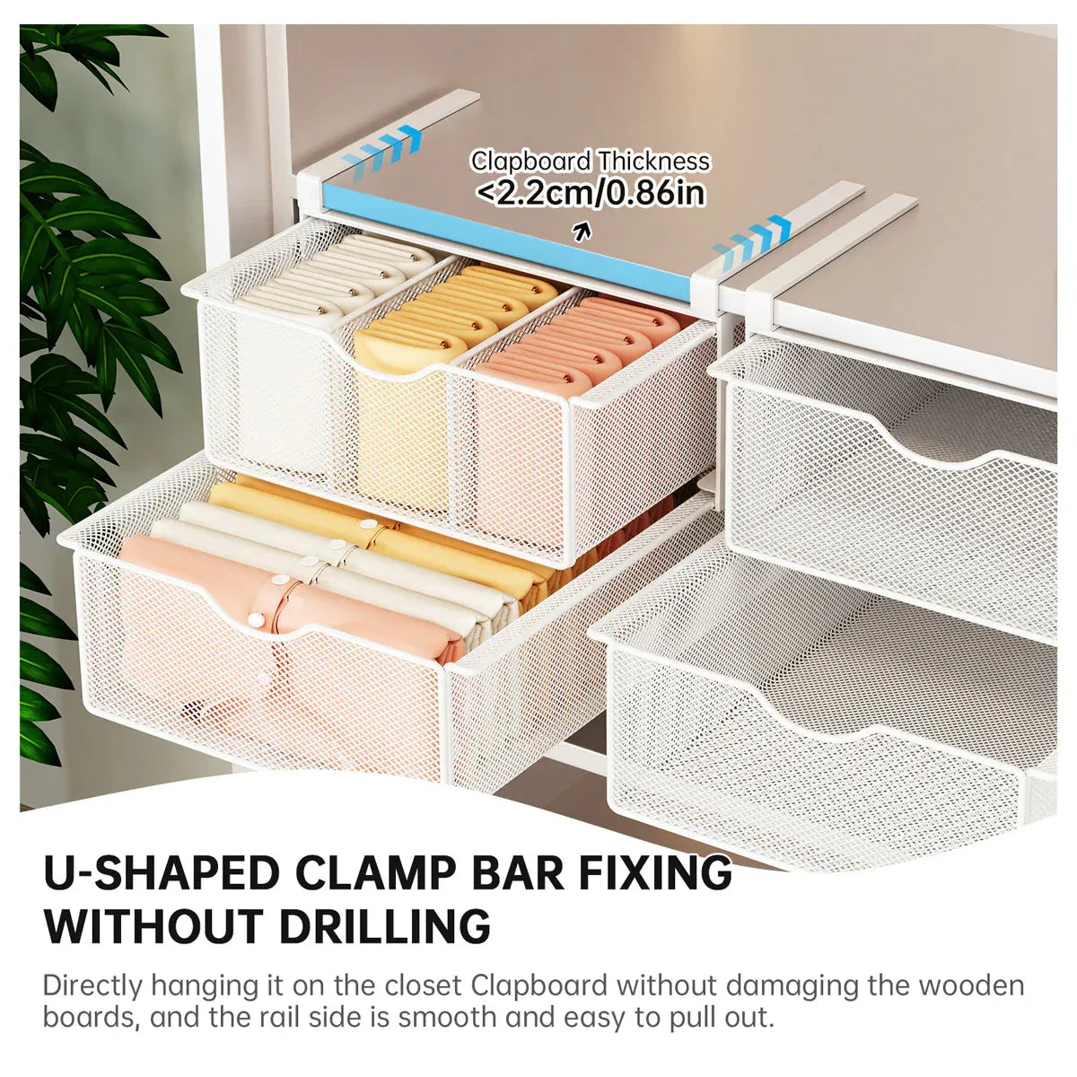 Under Mounted Storage Drawer with Double Layer Pull Out Basket Space Organizer