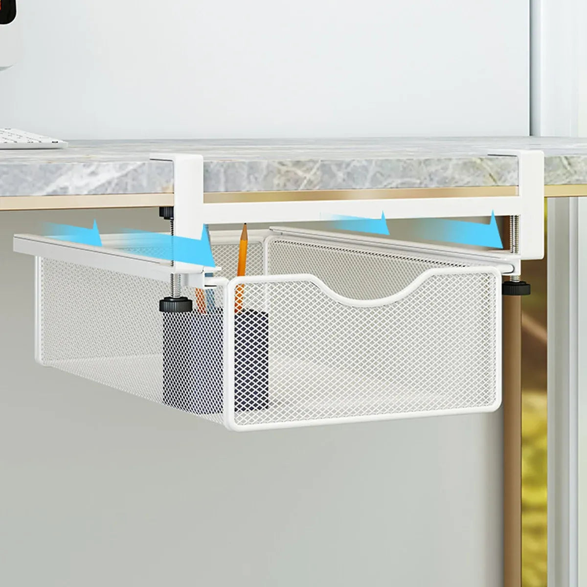 Office Desk Pull Out Hanging Basket Under Desk Storage Organizer for Stationery