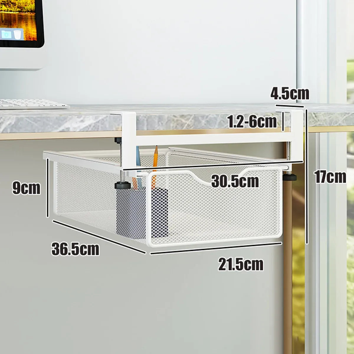 Office Desk Pull Out Hanging Basket Under Desk Storage Organizer for Stationery
