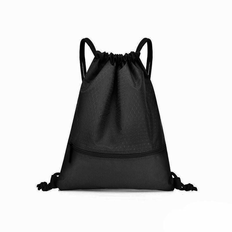 Backpack Sport Pack String Tote Gym Bag Cinch Sack School Drawstring Capacity - Black