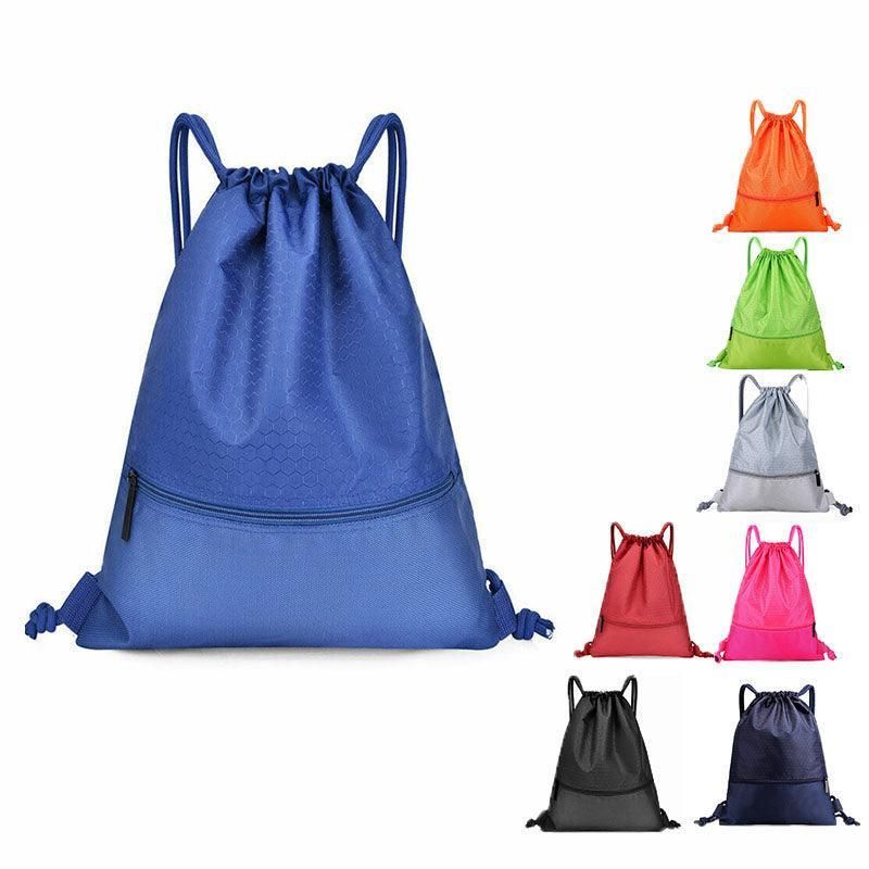 Backpack Sport Pack String Tote Gym Bag Cinch Sack School Drawstring Capacity - Black