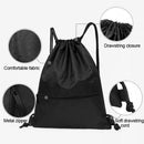 Backpack Sport Pack String Tote Gym Bag Cinch Sack School Drawstring Capacity - Black