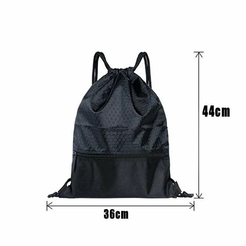 Backpack Sport Pack String Tote Gym Bag Cinch Sack School Drawstring Capacity - Black