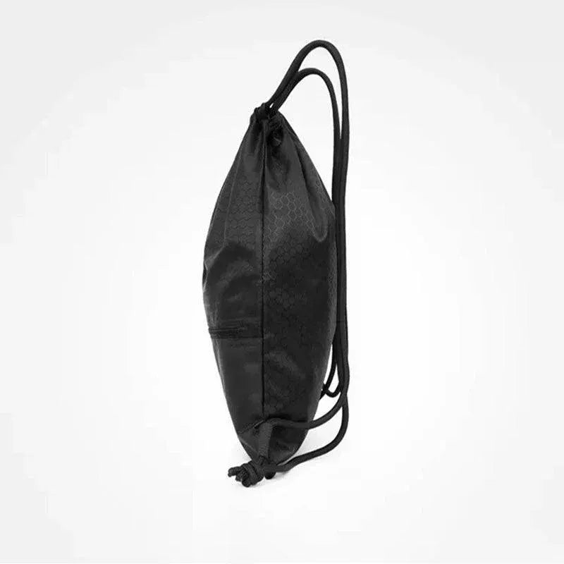 Backpack Sport Pack String Tote Gym Bag Cinch Sack School Drawstring Capacity - Black