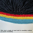 1-Piece Black Knitted Novelty Wig Hat
