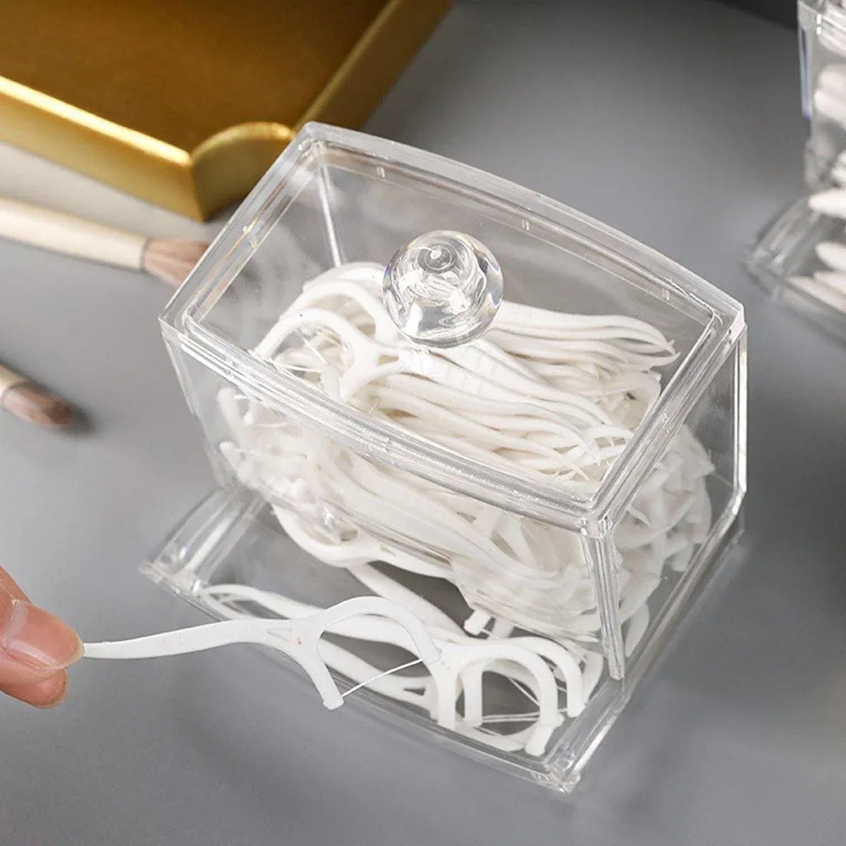 Cosmetic Cotton Swab Organizer MakeupBox Container Case Clear Acrylic Bud Holder