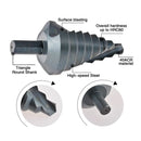 Spiral Nitriding Step Drill Bit Multi Hole Cutter 10-45mm 8 Step Sizes Cutting