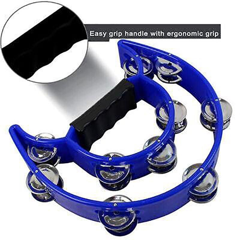 Double Half Moon Tambourine Handheld Musical Percussion Instrument Bell Drum - Green