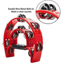 Double Half Moon Tambourine Handheld Musical Percussion Instrument Bell Drum - White