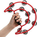 Double Half Moon Tambourine Handheld Musical Percussion Instrument Bell Drum - White