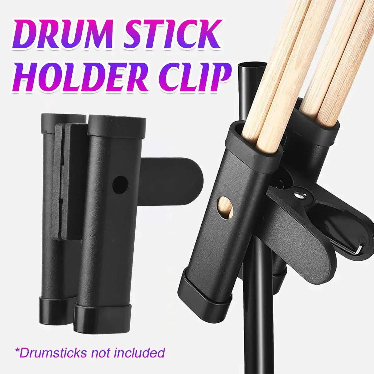 Drum Sticks Case Aluminum Alloy Clip Drum Stick Bag Stand Anti-slip Rubber Pad