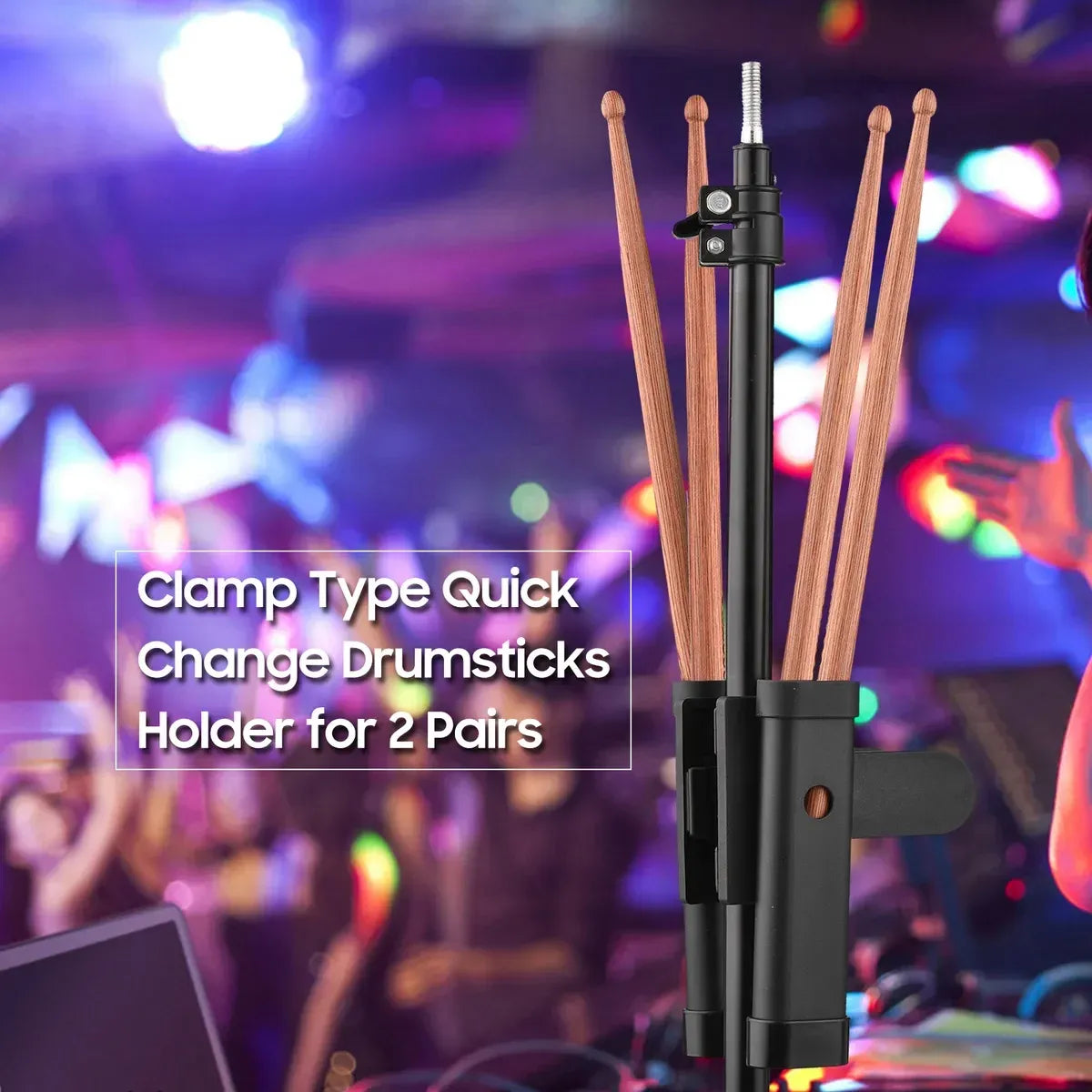 Drum Sticks Case Aluminum Alloy Clip Drum Stick Bag Stand Anti-slip Rubber Pad