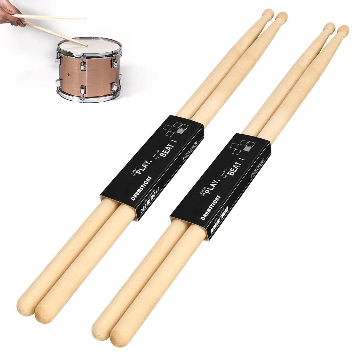 12 Pairs Drum 7A Professional Practice Solid Wood Drum Stick