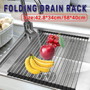 Multifunctional Stainless Steel Draining Rack Folding Sink Organizer for Kitchen - 580 x 400mm