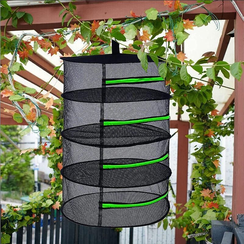 2-8 Tier Drying Net Large Shelf Hydroponic Hanging Grow Herb Plant Dry - 2 Layers