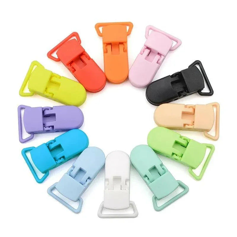 60 Random Colored Plastic Pacifier Dummy Clip Suspender Badge Holder for Crafts