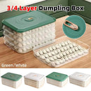 3/4 Layer Large Capacity Dumpling Box Sealed Fresh Wonton Storage Container - Green-3 Layer