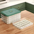 3/4 Layer Large Capacity Dumpling Box Sealed Fresh Wonton Storage Container - Green-3 Layer