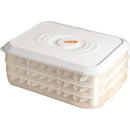 3/4 Layer Large Capacity Dumpling Box Sealed Fresh Wonton Storage Container - White-3 Layer