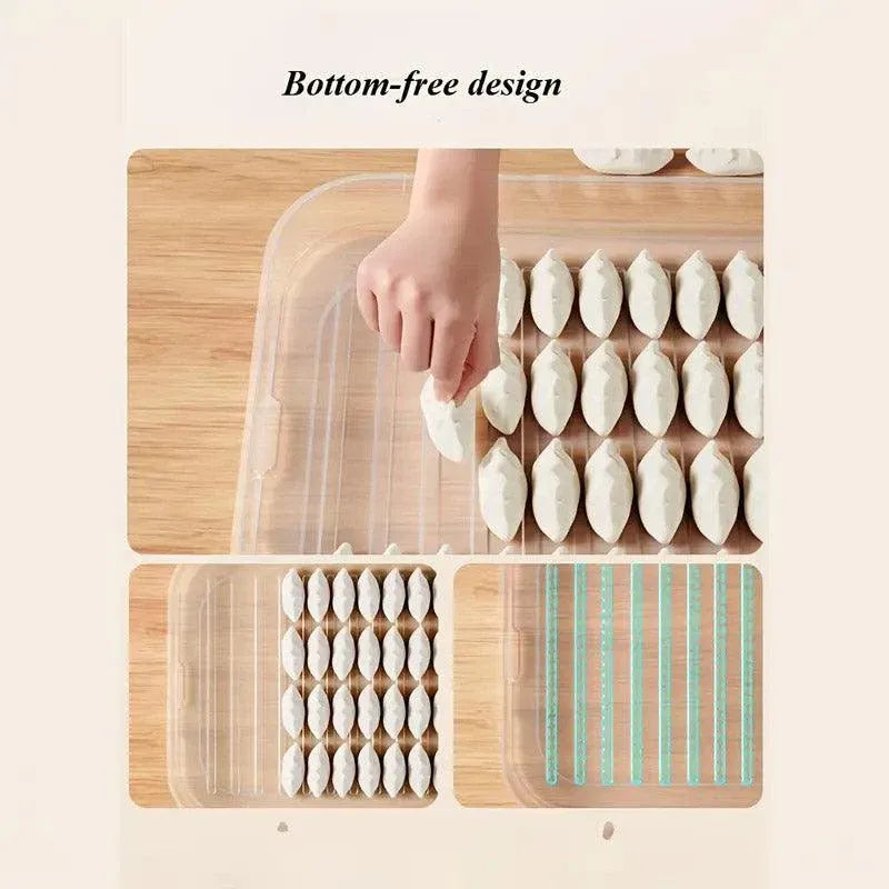 3/4 Layer Large Capacity Dumpling Box Sealed Fresh Wonton Storage Container - White-3 Layer