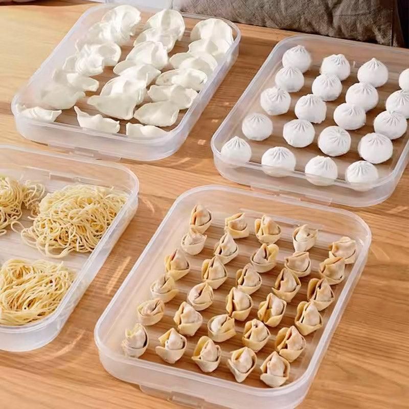 3/4 Layer Large Capacity Dumpling Box Sealed Fresh Wonton Storage Container - White-4 Layer
