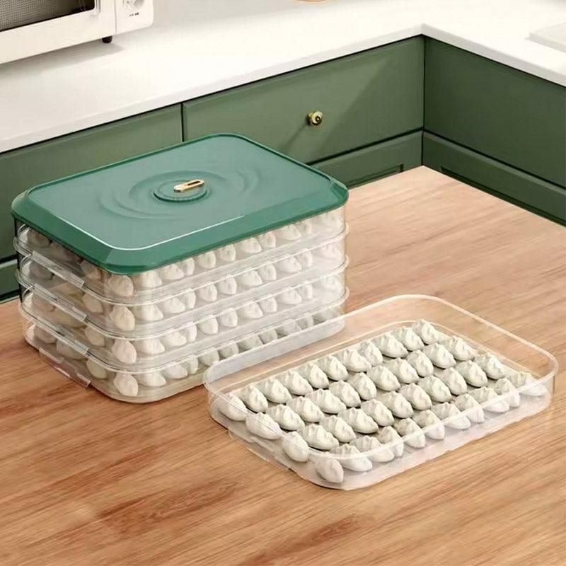 3/4 Layer Large Capacity Dumpling Box Sealed Fresh Wonton Storage Container - White-4 Layer