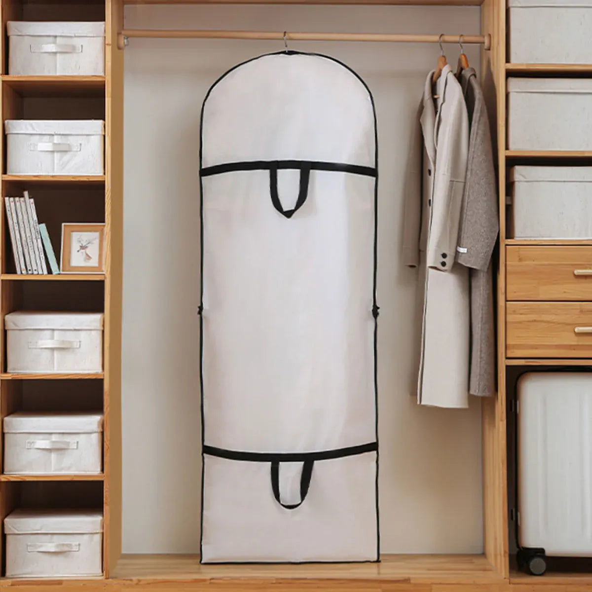 Clothes Dustproof Cover Foldable Moisture-Proof For Household Dress Suit Storage - Black