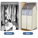 Hanging Garment Covers with Clear Window 120cm for Clothes Rack Closet Hanging - Beige