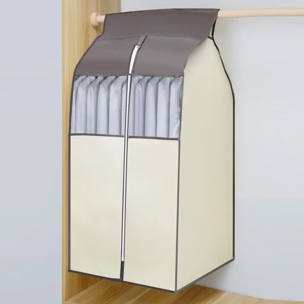 Hanging Garment Covers with Clear Window 120cm for Clothes Rack Closet Hanging - Grey
