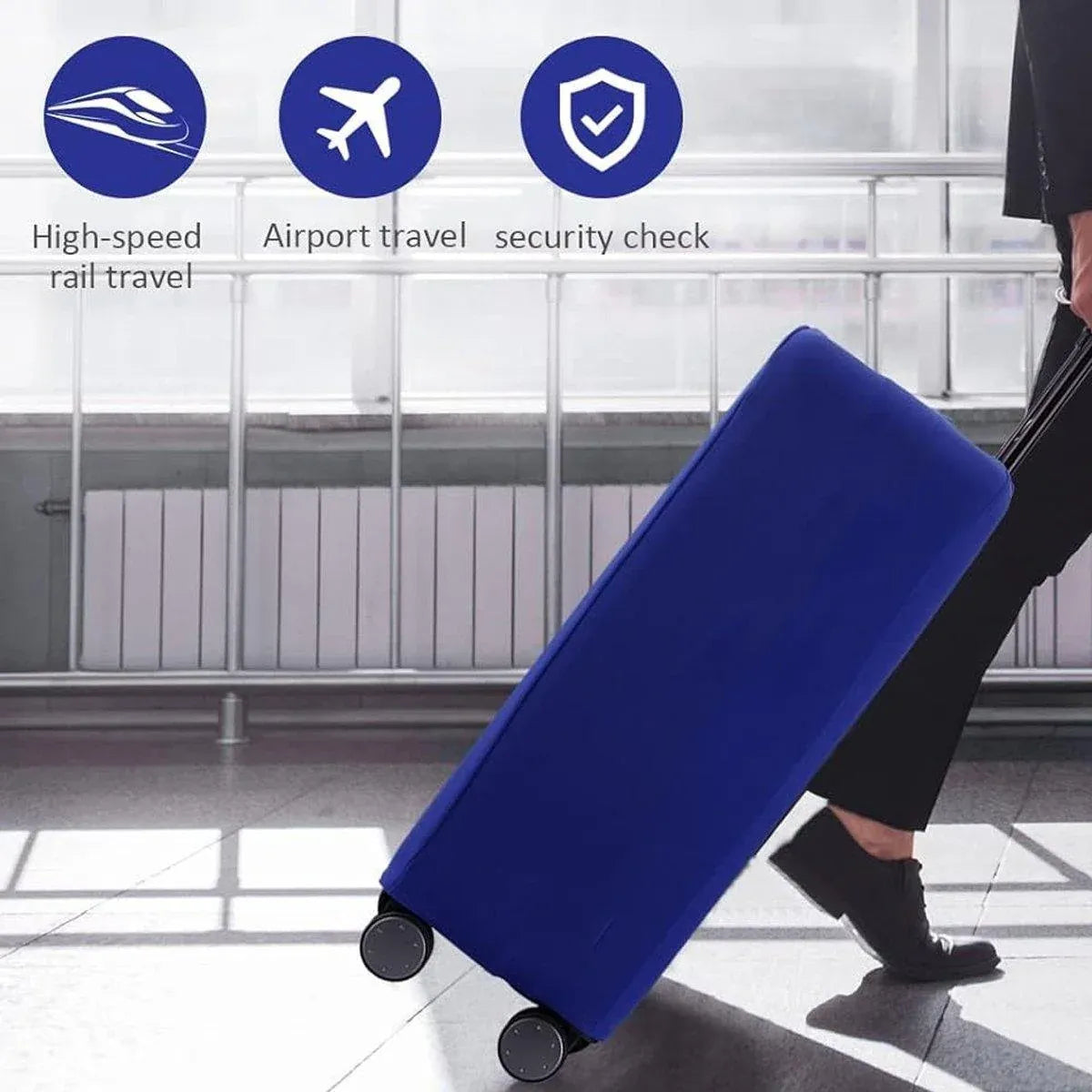Thickened High Stretch Suitcase Dust-proof Luggage Protector Travel Case Cover - Blue-32inches